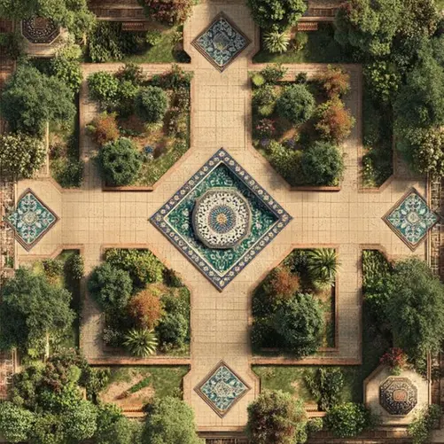 محوطه سازی ویلا هندسی